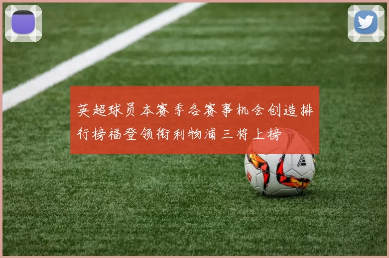 英超球员本赛季各赛事机会创造排行榜福登领衔利物浦三将上榜